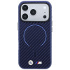 BMW M Carbon Printed Ring MagSafe vāciņš Apple iPhone 18 Pro / 17 Pro, tumši zilā krāsā