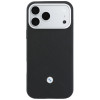 BMW Quilted Pattern Metal Logo komplekts ar apvalku un maku Apple iPhone 18 Pro / 17 Pro, melns