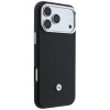 BMW Quilted Pattern Metal Logo komplekts ar apvalku un maku Apple iPhone 18 Pro / 17 Pro, melns