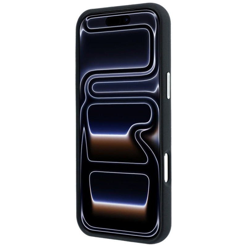 BMW Quilted Pattern Metal Logo komplekts ar vāciņu un maku Apple iPhone 18 Pro Max / 17 Pro Max, melns