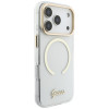 Guess IML Script Metal MagSafe vāciņš Apple iPhone 18 Pro / 17 Pro, caurspīdīgs