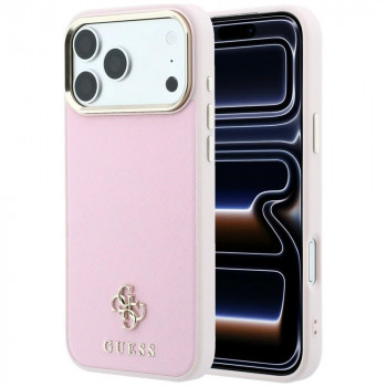 Guess Saffiano Small 4G & Classic Logo MagSafe vāciņš Apple iPhone 18 Pro / 17 Pro, rozā