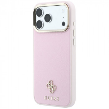 Guess Saffiano Small 4G & Classic Logo MagSafe vāciņš Apple iPhone 18 Pro / 17 Pro, rozā