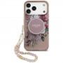 Guess IML Flowers Pearl Strap MagSafe vāciņš Apple iPhone 18 Pro / 17 Pro, rozā