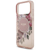 Guess IML Flowers Pearl Strap MagSafe vāciņš Apple iPhone 18 Pro / 17 Pro, rozā