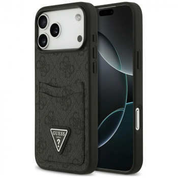 Guess 4G Double Card Triangle vāciņš Apple iPhone 18 Pro Max / 17 Pro Max, melns