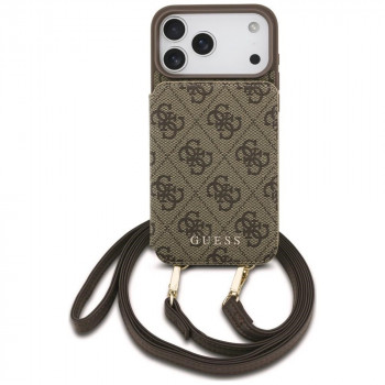 Guess 4G Cardslots & Magnetic Closure Crossbody futrālis Apple iPhone 18 Pro Max / 17 Pro Max, brūns