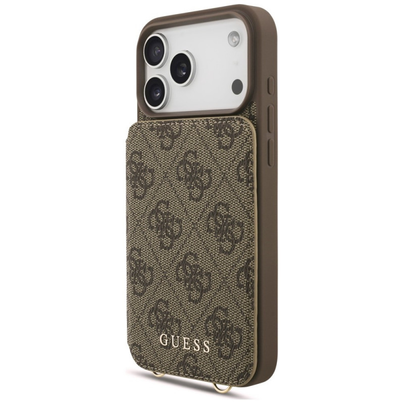 Guess 4G Cardslots & Magnetic Closure Crossbody futrālis Apple iPhone 18 Pro Max / 17 Pro Max, brūns
