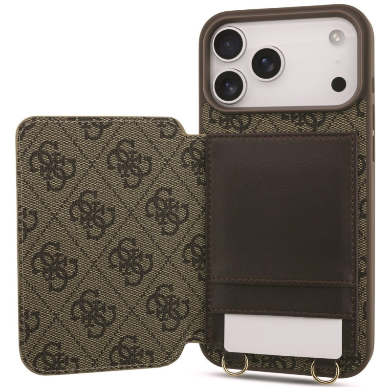 Guess 4G Cardslots & Magnetic Closure Crossbody futrālis Apple iPhone 18 Pro Max / 17 Pro Max, brūns