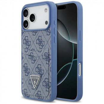 Guess 4G Double Card Triangle futrālis Apple iPhone 18 Pro Max / 17 Pro Max, zils