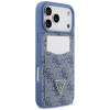 Guess 4G Double Card Triangle futrālis Apple iPhone 18 Pro Max / 17 Pro Max, zils