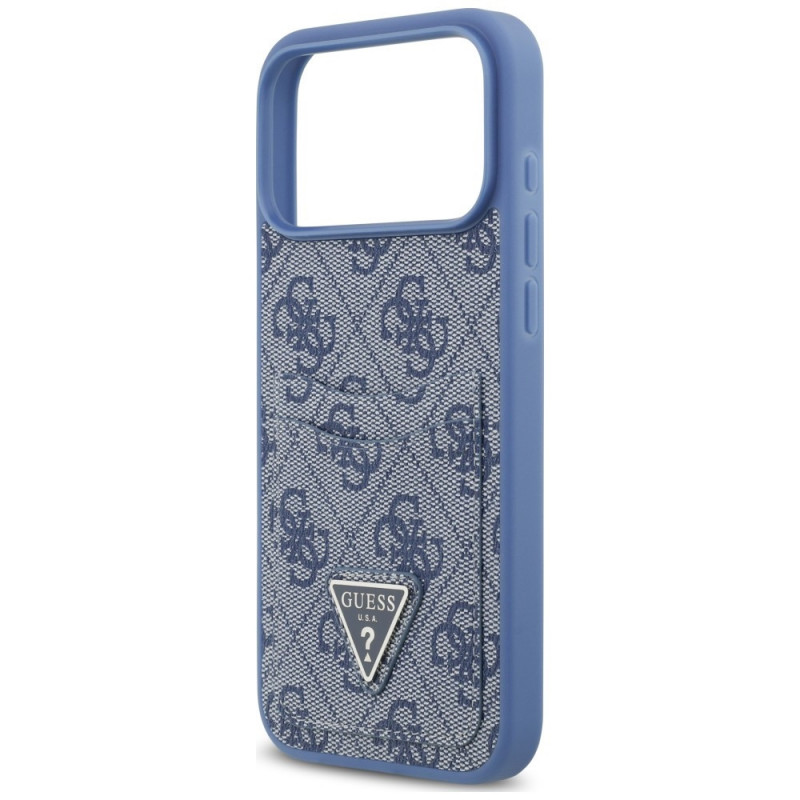 Guess 4G Double Card Triangle futrālis Apple iPhone 18 Pro Max / 17 Pro Max, zils