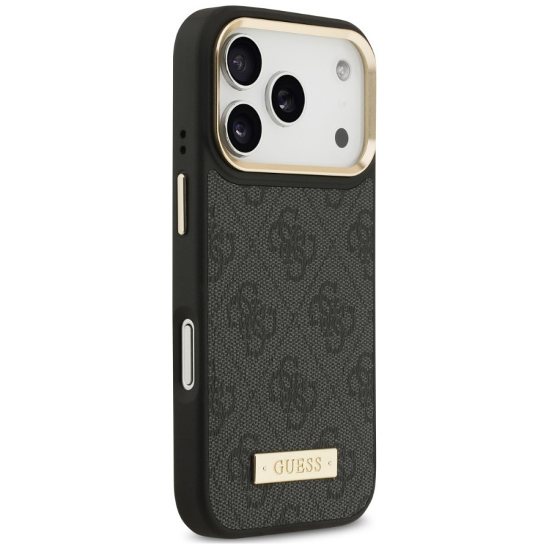 Guess 4G Logo Plate MagSafe apvalks Apple iPhone 18 Pro / 17 Pro, melns
