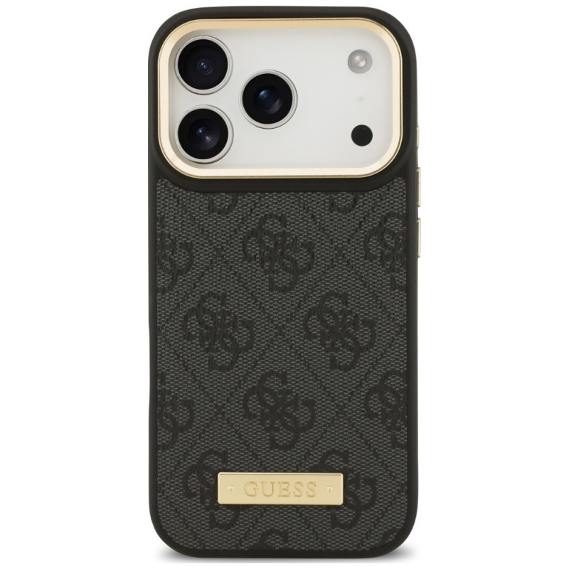 Guess 4G Logo Plate MagSafe apvalks Apple iPhone 18 Pro Max / 17 Pro Max, melns