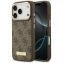 Guess 4G Logo Plate MagSafe apvalks Apple iPhone 18 Pro Max / 17 Pro Max, brūns