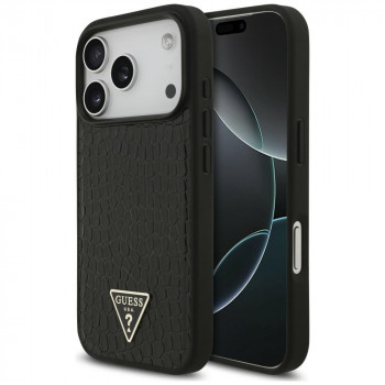 Guess Croco Triangle Logo MagSafe vāciņš Apple iPhone 18 Pro Max / 17 Pro Max, melns