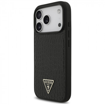 Guess Croco Triangle Logo MagSafe vāciņš Apple iPhone 18 Pro Max / 17 Pro Max, melns