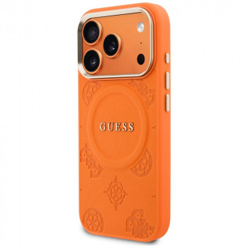 Guess Peony Hot Stamp MagSafe apvalks ar atbalstu MagSafe Apple iPhone 18 Pro Max / 17 Pro Max, oranžs