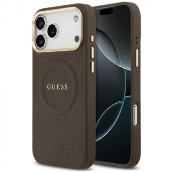 Guess Peony Hot Stamp MagSafe vāciņš Apple iPhone 18 Pro Max / 17 Pro Max, brūns