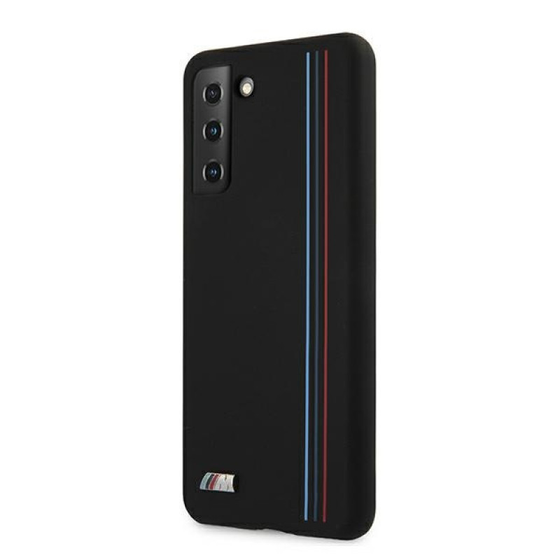 BMW Silicone Stripes M Collection vāciņš Samsung Galaxy S21+ melns (BMHCS21MSIVTBK)