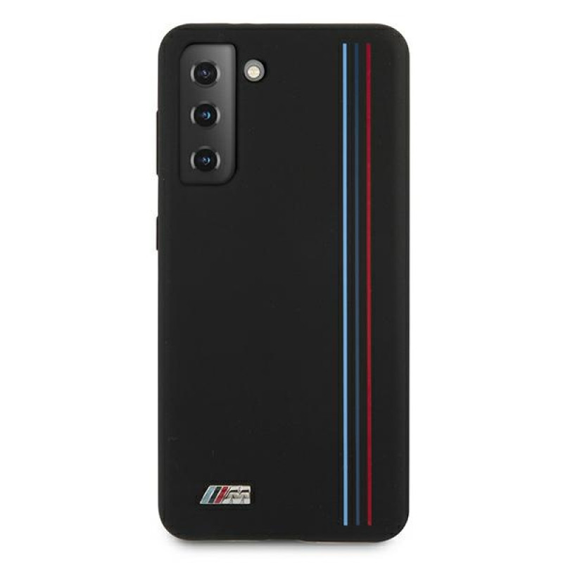 BMW Silicone Stripes M Collection vāciņš Samsung Galaxy S21+ melns (BMHCS21MSIVTBK)