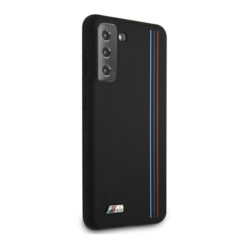 BMW Silicone Stripes M Collection vāciņš Samsung Galaxy S21+ melns (BMHCS21MSIVTBK)