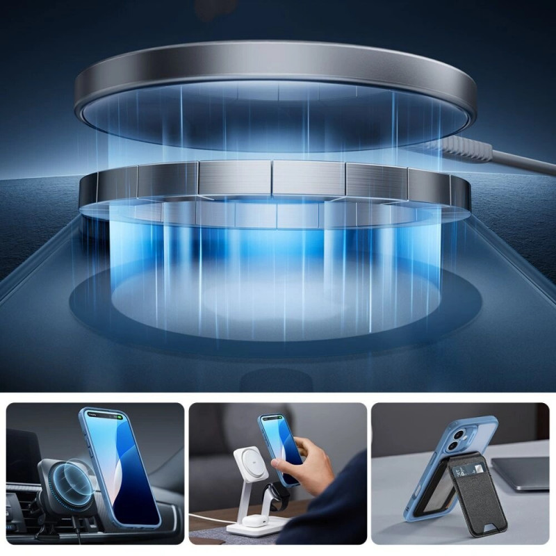 ESR Classic Pro Set HaloLock MagSafe vāciņš ar rūdīto stiklu Apple iPhone 16, Frosted Blue