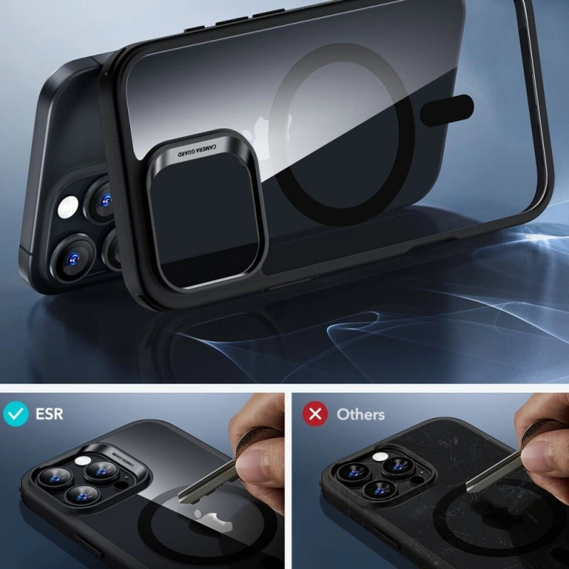 ESR Classic Hybrid HaloLock MagSafe vāciņš ar rūdīto stiklu Apple iPhone 16 Pro Max, Clear/Black