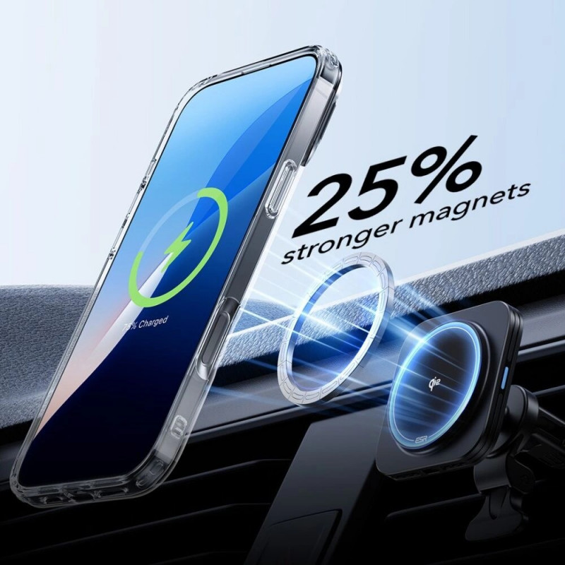 ESR Classic Hybrid Kickstand HaloLock MagSafe vāciņš ar rūdīto stiklu Apple iPhone 16 Plus, caurspīdīgs