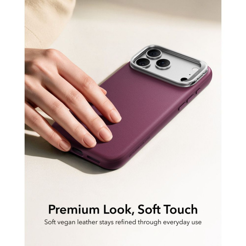 ESR Leather Kickstand MagSafe vāciņš Apple iPhone 17 Pro / 18 Pro, Deep Burgundy