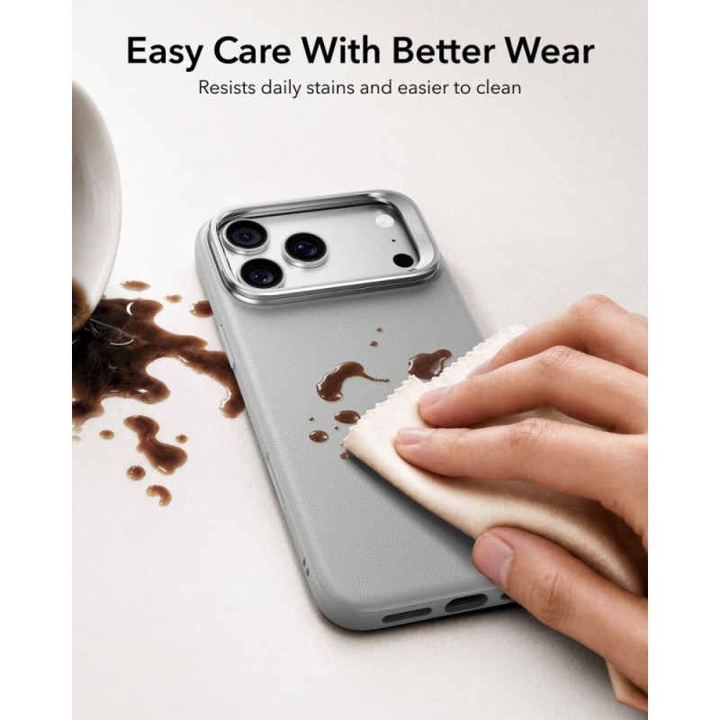 ESR Leather Kickstand MagSafe vāciņš Apple iPhone 17 Pro / 18 Pro, pelēks