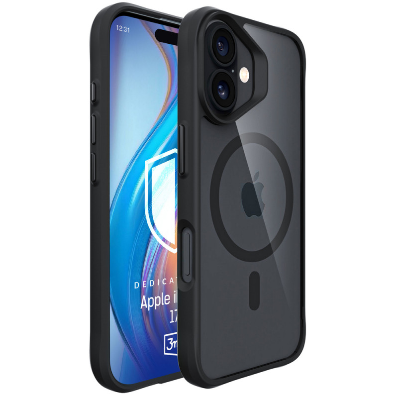 3MK Satin Armor MagCase Apple iPhone 17 apvalks, melns