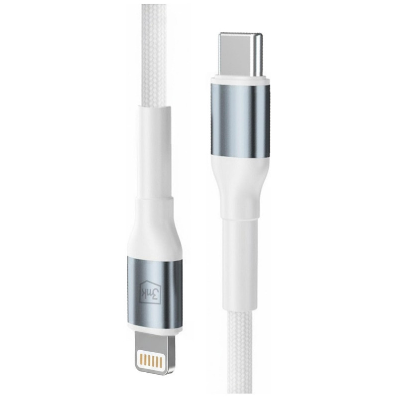 3MK Hyper Cable N-SERIES USB-C uz Lightning kabelis, 2 m, 27 W, balts