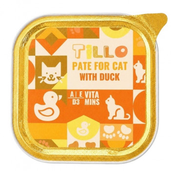 TILLO Pate Duck mitrā kaķu barība, 100 g