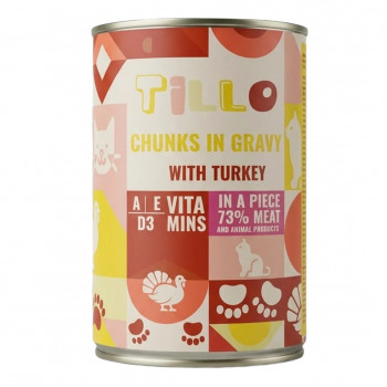 TILLO Chunks in gravy Turkey mitrā kaķu barība, 415 g