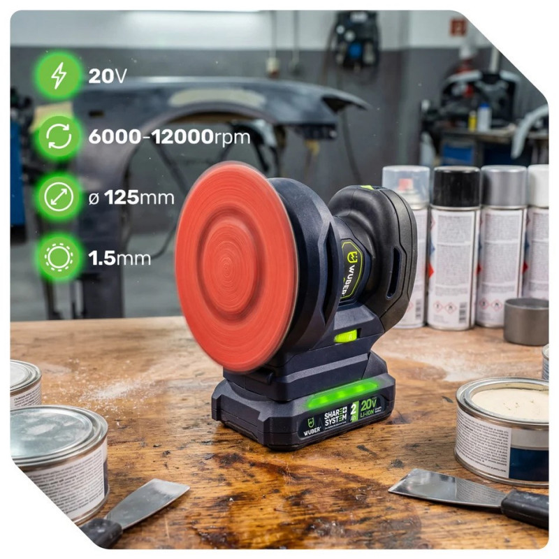 Wuber W04301 bezvada ekscentra slīpmašīna, 125 mm