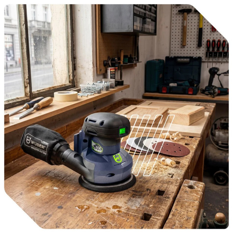 Wuber W04301 bezvada ekscentra slīpmašīna, 125 mm