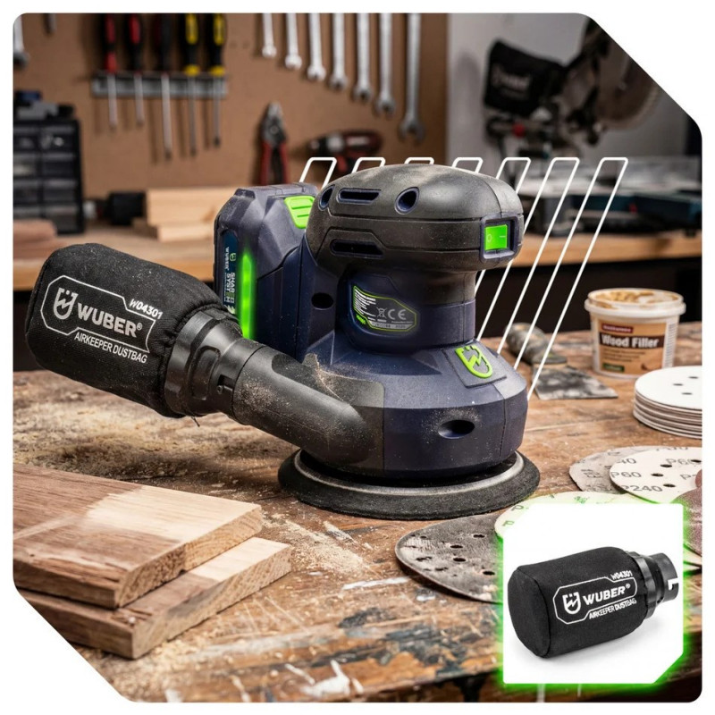 Wuber W04301 bezvada ekscentra slīpmašīna, 125 mm
