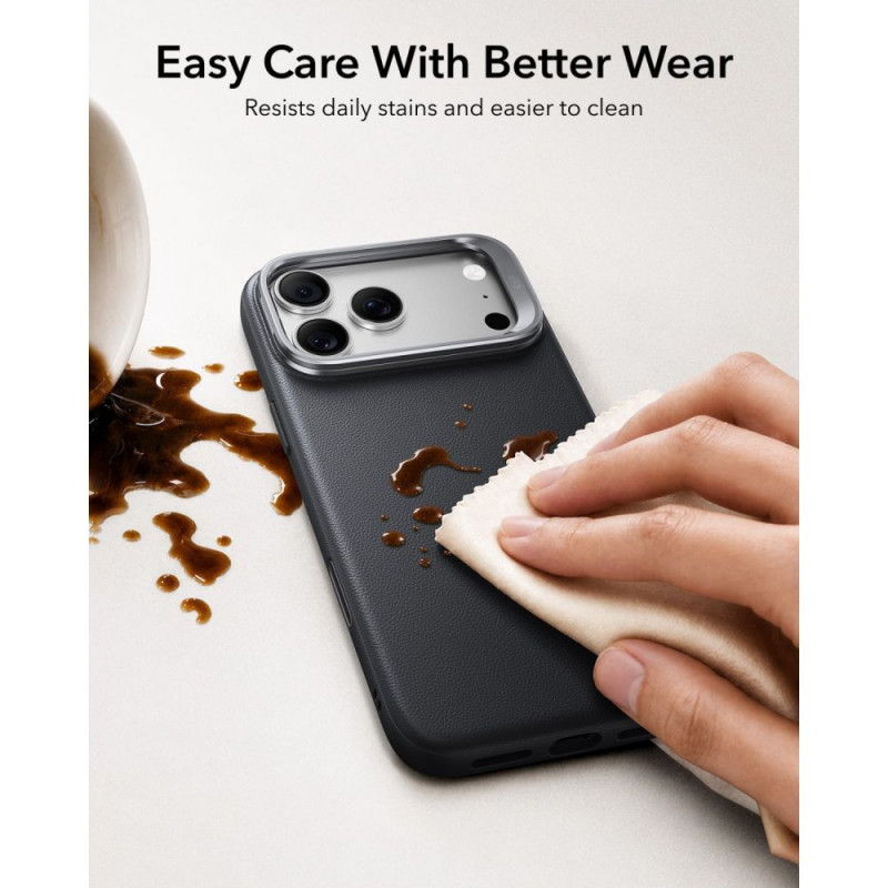 ESR Leather Kickstand MagSafe vāciņš Apple iPhone 17 Pro Max / 18 Pro Max, melns