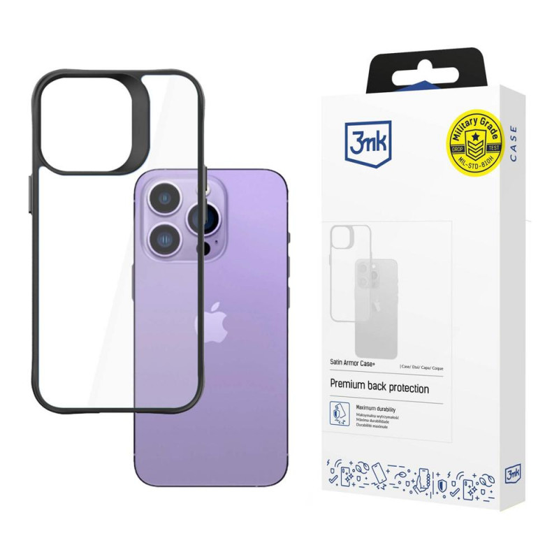 3MK Satin Armor Case+ vāciņš Apple iPhone 14 Pro Max, melns