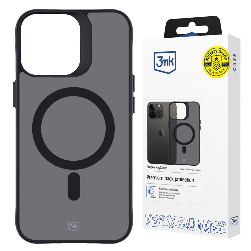 3MK Smoke MagCase ar MagSafe Apple iPhone 15 Pro Max, daļēji caurspīdīgs (156061-0)
