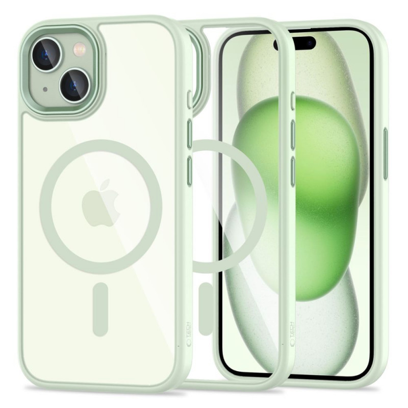 Tech-Protect MagMat MagSafe apvalks Apple iPhone 15, Green/Clear