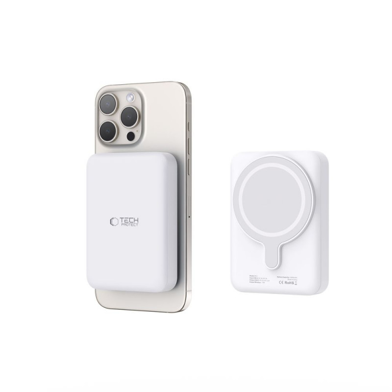 Tech-Protect PB11 LifeMag MagSafe ārējais akumulators 10000 mAh, 15 W, balts