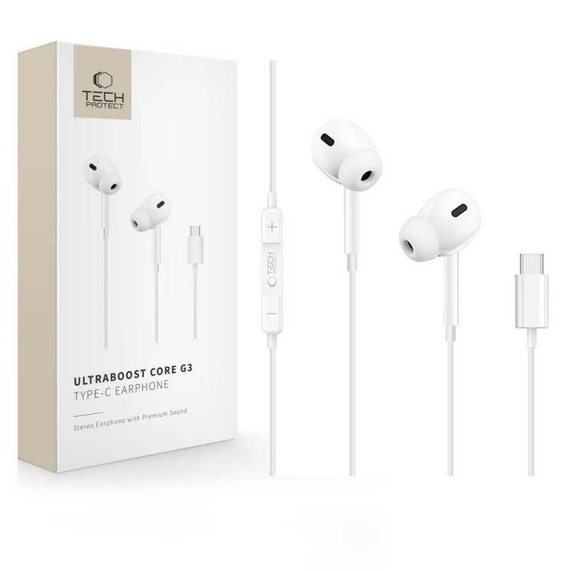 Tech-Protect Ultraboost Core G3 USB-C vadu austiņas, baltas