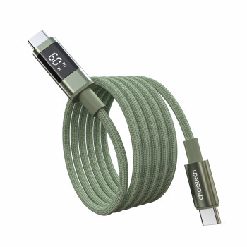 Choetech XCC-1068 PD 60W USB-C–USB-C kabelis ar displeju, 1,2 m, zaļš