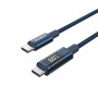 Choetech XCC-1068 PD 60W USB-C–USB-C kabelis ar displeju, 1,2 m, zils