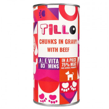 TILLO Chunks in gravy Beef mitrā suņu barība, 1250 g