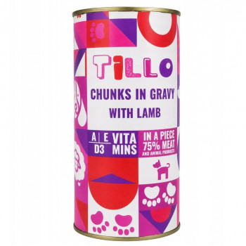 TILLO Chunks in gravy Lamb mitrā suņu barība, 1250 g