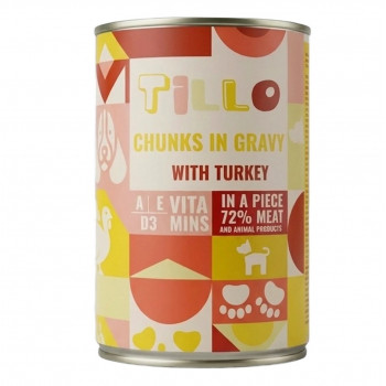 TILLO Chunks in gravy Turkey mitrā barība suņiem, 415 g