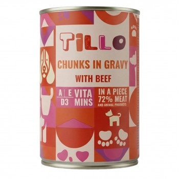 TILLO Chunks in gravy Beef mitrā barība suņiem, 415 g